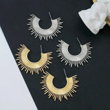 Metal Fan Shape Hoop Earrings for Women