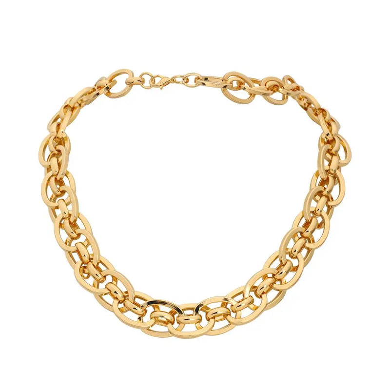 Vintage Exaggerated Golden Chunky Hoop Metal Necklace
