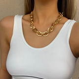 Vintage Exaggerated Golden Chunky Hoop Metal Necklace
