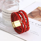 Red Leather Wrap Bracelet Love Heart Charm Mother's Jewelry
