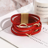 Red Leather Wrap Bracelet Love Heart Charm Mother's Jewelry