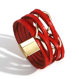 Red Leather Wrap Bracelet Love Heart Charm Mother's Jewelry