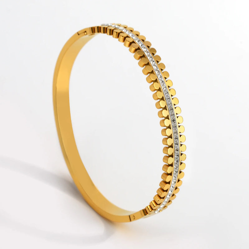 Multicolor Rhinestone CZ Stainless Steel Bangle Bracelet