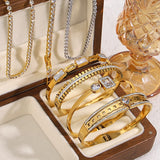 Multicolor Rhinestone CZ Stainless Steel Bangle Bracelet