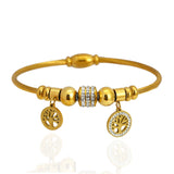 Stainless Steel Zircon Bracelet with Tree Of Life Pendant