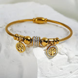 Stainless Steel Zircon Bracelet with Tree Of Life Pendant