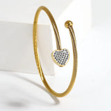 Stainless Steel Heart Cuff Bracelet Bangle with Zircon