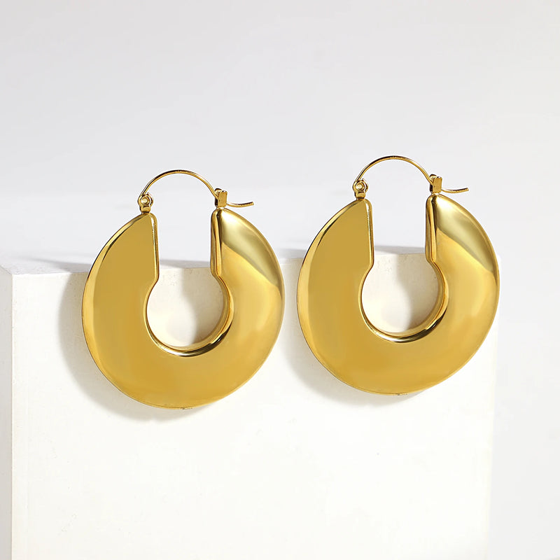 Chunky Hoop Earrings for Women Punk Thick Ear Jewelry