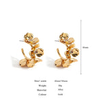 Metal Flowers C Shape Hoop Earrings for Women