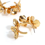 Metal Flowers C Shape Hoop Earrings for Women