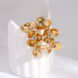Metal Flowers C Shape Hoop Earrings for Women