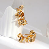 Metal Flowers C Shape Hoop Earrings for Women
