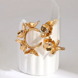 Metal Flowers C Shape Hoop Earrings for Women
