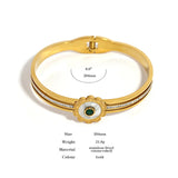 Stylish Inlay Stone Shell Flower Stainless Steel Bangles for Women