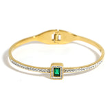 316L SS Green Stone Bangle Bracelet for Women