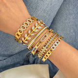 18K Plated Steel Charm Bangle Bracelet Zircon Accessory Gift