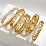 18K Plated Steel Charm Bangle Bracelet Zircon Accessory Gift