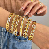 18K Plated Steel Charm Bangle Bracelet Zircon Accessory Gift