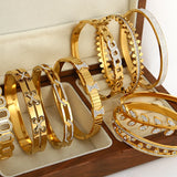 18K Plated Steel Charm Bangle Bracelet Zircon Accessory Gift