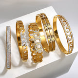 18K Plated Steel Charm Bangle Bracelet Zircon Accessory Gift