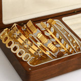 18K Plated Steel Charm Bangle Bracelet Zircon Accessory Gift