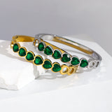 Colorful Heart Crystal Stainless Steel Bangles Bracelets Plated High
