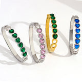 Colorful Heart Crystal Stainless Steel Bangles Bracelets Plated High