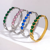 Colorful Heart Crystal Stainless Steel Bangles Bracelets Plated High