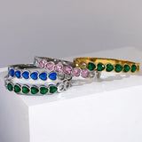 Colorful Heart Crystal Stainless Steel Bangles Bracelets Plated High