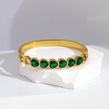 Colorful Heart Crystal Stainless Steel Bangles Bracelets Plated High