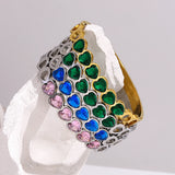 Colorful Heart Crystal Stainless Steel Bangles Bracelets Plated High