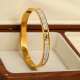 Boho Hollow Evil Eye Stainless Steel Bangle Bracelet