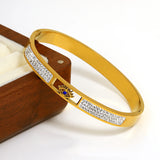 Boho Hollow Evil Eye Stainless Steel Bangle Bracelet