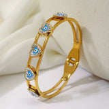 Boho Zircon Heart Evil Eye Enamel Steel Bangles Bracelets for Women