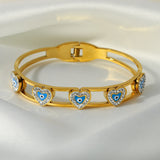 Boho Zircon Heart Evil Eye Enamel Steel Bangles Bracelets for Women