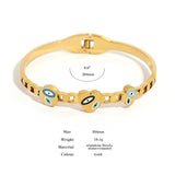 Eye Enamel CZ Stainless Steel Bracelet 18K Plated Jewelry