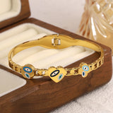 Eye Enamel CZ Stainless Steel Bracelet 18K Plated Jewelry
