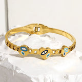 Eye Enamel CZ Stainless Steel Bracelet 18K Plated Jewelry