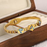 Eye Enamel CZ Stainless Steel Bracelet 18K Plated Jewelry