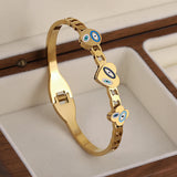 Eye Enamel CZ Stainless Steel Bracelet 18K Plated Jewelry