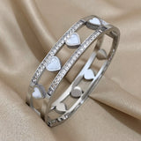 Shell Heart Stainless Steel Charm Bangle Bracelet for Women