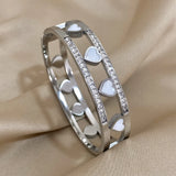 Shell Heart Stainless Steel Charm Bangle Bracelet for Women