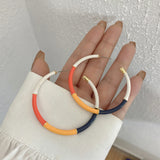 Bamboo Enamel Large Round Hoop Earrings for Women Geometric Circle
