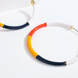 Bamboo Enamel Large Round Hoop Earrings for Women Geometric Circle