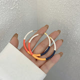 Bamboo Enamel Large Round Hoop Earrings for Women Geometric Circle