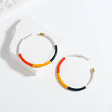 Bamboo Enamel Large Round Hoop Earrings for Women Geometric Circle