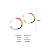 Bamboo Enamel Large Round Hoop Earrings for Women Geometric Circle