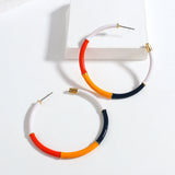 Bamboo Enamel Large Round Hoop Earrings for Women Geometric Circle