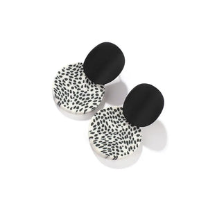 Leopard Polymer Clay Drop Earrings Round Pendant Dangle Earrings
