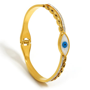 Stylish Evil Eye Shell Bracelet Stainless Steel Bangle
